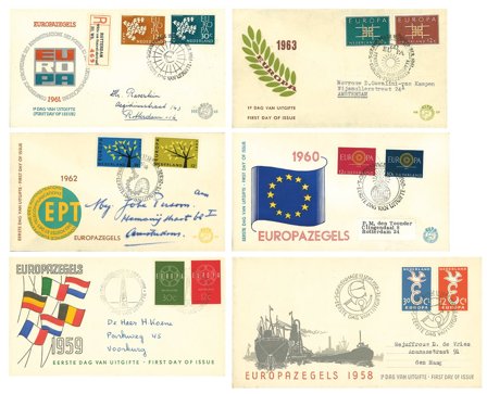 Holland - EUROPA CEPT FDC'er - Med adresse (6 styk)