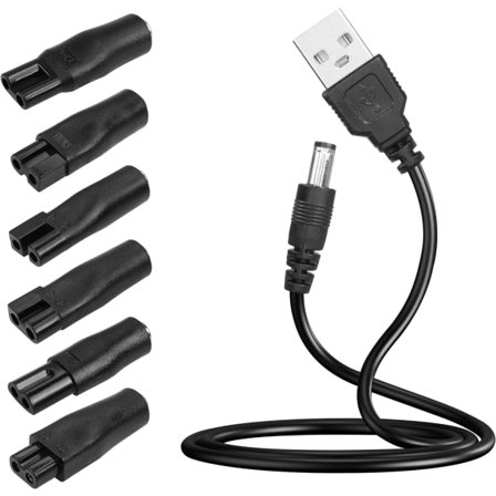 5V 6 stk., 1M USB-oplader til elektriske hårklipper, barbermaskiner, bil