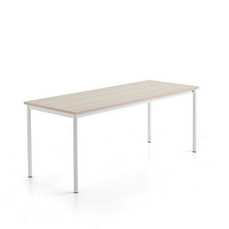 Skrivebord SONITUS PLUS, 1800x700x720 mm, støjreducerende ask højtrykslaminat, hvid