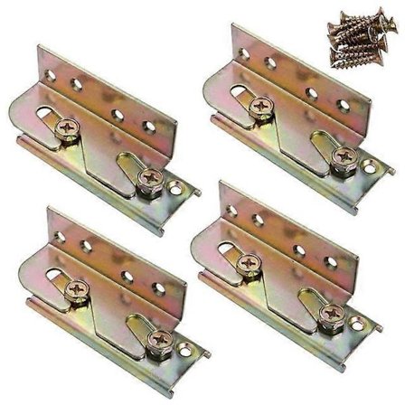 Sengehestebeslag, 4-pak Sengerammebeslag, Kraftige Sengebeslag Træsengerammekonnektorer med Skruer (Fww)