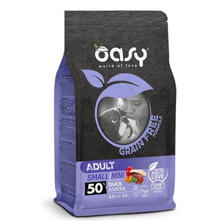 Oasy Grain Free Adult Small & Mini Con Anatra Per Cani Adulti