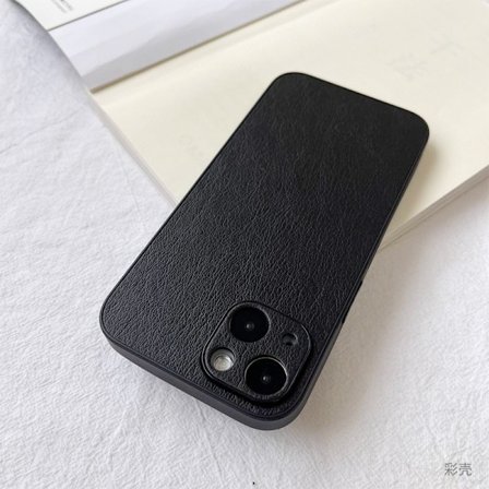 Fodral för iPhone14promax svart läder fullständigt anti-fall enkelt solid high end nisch