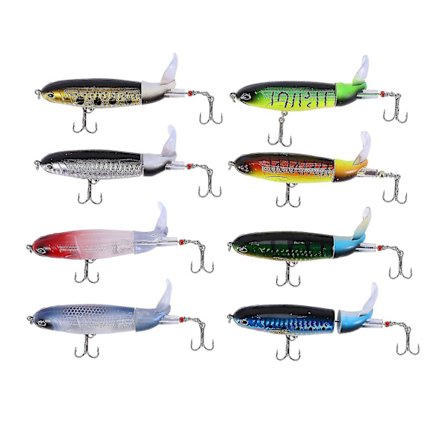 8 stk. Whopper Plopper 11cm 15g Flydende Popper Fiske Lokkemad Kunstig Hårdt Agn Wobler Roterende Ta (Tangles)