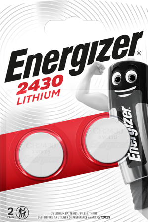 Energizer Lithium Knapcellebatteri CR2430, 3V, pakke med 2, Elforsyning & strømfordeling