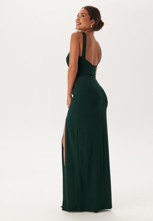 Bubbleroom Occasion - Square Neck Slit Maxi Dress - S