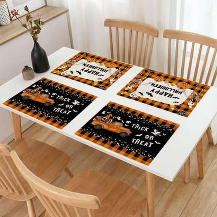 Set med 4 Halloween Buffalo Plaid-placemattor 32m*42cm Halloween Do