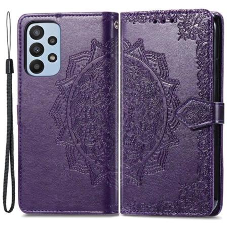 Mandala läder Samsung Galaxy A23 fodral - Lila Lila