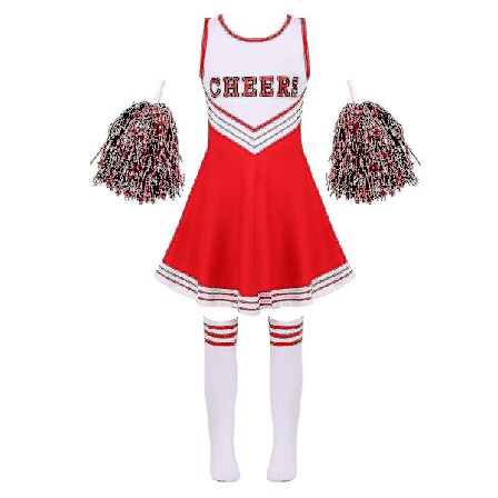 Jente Cheerleading Kostyme Uniform Bokstav Trykk Cosplay Rollespill Kjole Med Sokker For Skolejenter Sceneopptreden Sett-140cm