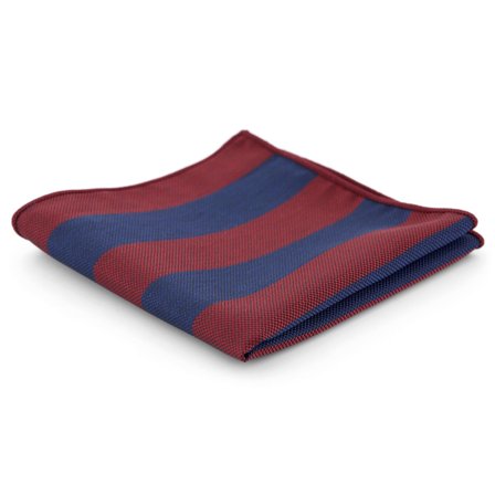 Tmavě modrý kapesníček do saka s vínovými pruhy pro muže - Vzorované kapesníčky do saka