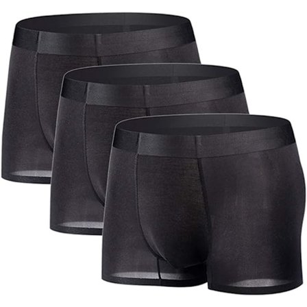 3-pack Herr Kalsonger Ice Silk Mesh Underkläder Sexiga Supermjuka Andningsbara Anti-skav Kalsonger