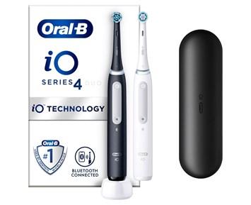 Oral-B iO4 Duo - Black UCB / White SC - 2-pack iO4 eltandborste med trycksensor & 4 borstlägen - Eltandborste & Borsthuvud
