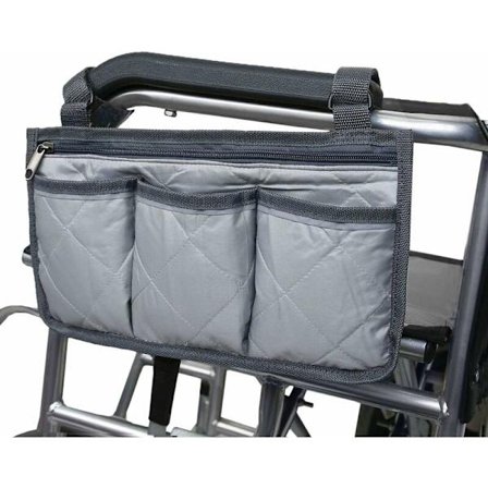 Grå rullestolveske, rullestolveske, rullestolveske for armlener med refleksstripe for gåstoler, mobilitetsscooter, rullatortilbehør