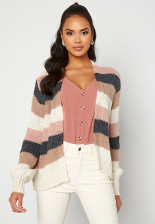 Pieces Lilo LS Knit Cardigan Misty Rose/Stripes Klær