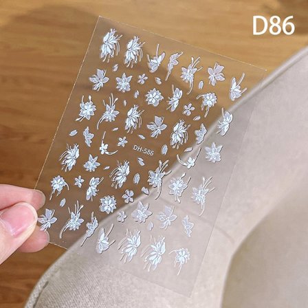 White Magnolia Flower Nail Sticker Enhancement Adhesive Decal D