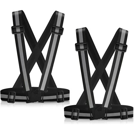 2-pak refleksvest/reflekssele til løb og cykling - sort