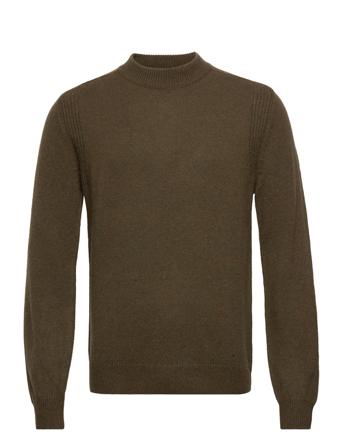 Akrico Lambswool Knit Neulepaita Pyöreä Kaula-aukko Khaki Green Anerkjendt