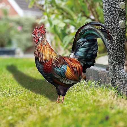 Hane Have Statuer Udendørs Kylling Dekoration Vejrbestandig Kylling Gårdkunst Stående Skulptur Have Dekoration-YuJia