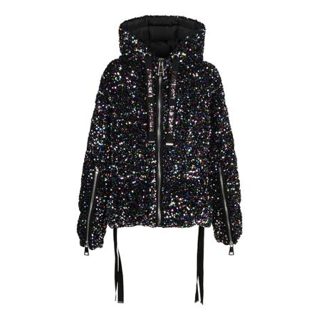 Khrisjoy, Puff iconic paillettes x aureta jacket Czarny, Kobieta, Rozmiar: S
