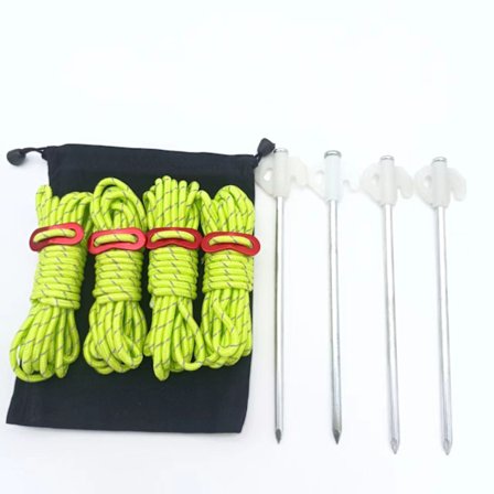 8 stk. reflekterende teltreb, letvægtsteltreb med aluminiumsstrammer, grønne barduner ideelle til camping og vandreture