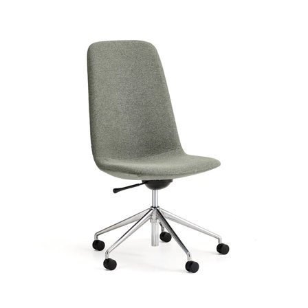 Stol LANGLEY, mellom, hjulstativ, børstet aluminum/grågrønn