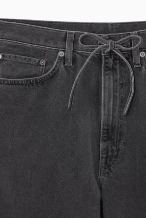 COS Women's Wide-Leg Drawstring Denim Trousers in Black