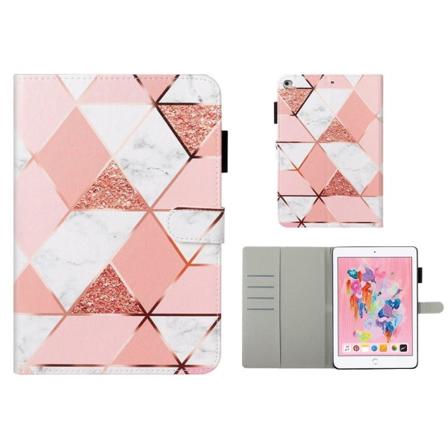 iPad (2018) / (2017) kuvioitu nahkainen kääntölaukku - Geometrinen Kuvio Pink