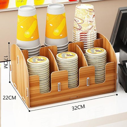 Kaffekoppshållare Bänkskiva Trä Papperskopp Organizer Kaffestation Organizer