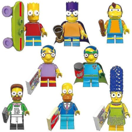 8 kpl Simpsonit-minihahmot Lasten opetukselliset kootut rakennuspalikat lelut[HsSs]