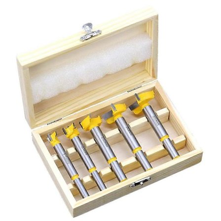 5 stk Forstner-bor Hengesel Boring Bor-sett for snekring Trevindu Hullkutter Bor Treboring Dia 15 20 25 30 35mm[HK]