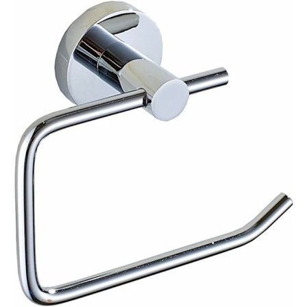Vægmonteret toiletpapirholder i kromsilke, rustfrit stål, sølv, rund bund