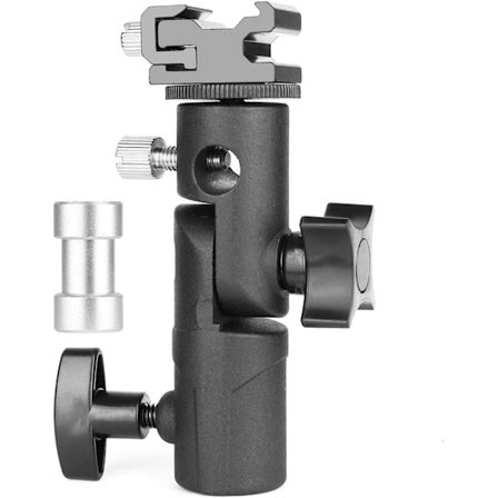 Blixtskena, blixtfäste 3-delad paraplyhållare med blixtskor och 1/4" & 3/8" tapp för lampstativ, blixtenheter