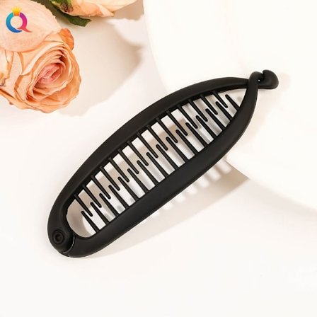 Fiskformet Hårnål Hestehale Banan Hårklemme SVART MATT MATT