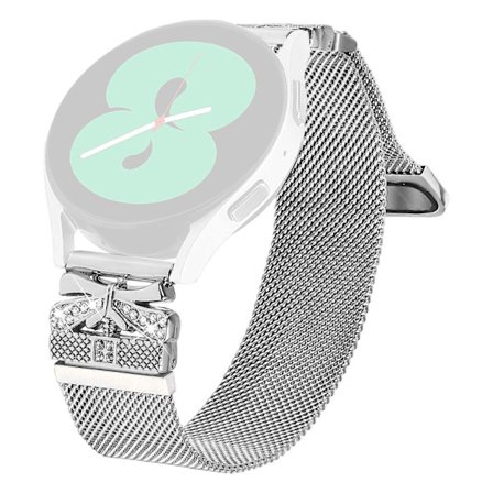For Haylou RS4 Plus LS11 Watch Strap Butterfly Decor Milanese Metal Bracelet, Silver