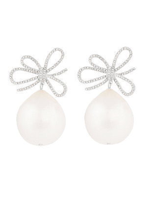 SNÖ of Sweden Ribbon Big Crystal Ear Örhängen Dam Silver ONESIZE