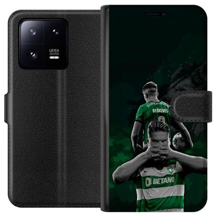 Kompatibelt Lommeboketui til Xiaomi 13 Pro Neonmotiv med teksten "Gaming is in my DNA" på en blå og rød murvegg med en lysende DNA-spiral.