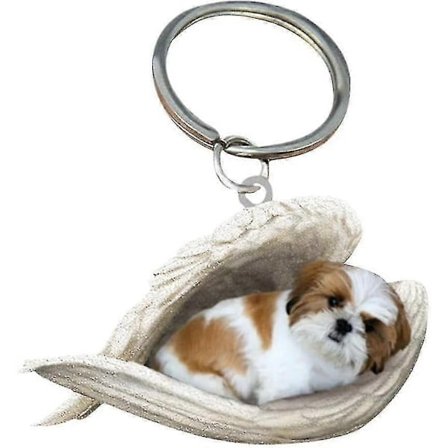 2 stk. Engel Sovende Hund Akryl Nøgleringe Vedhæng Boligindretning Ornamenter Papirvarer Gaver - WELLNGS