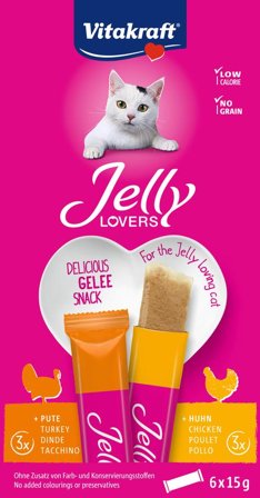 Vitakraft - Jelly Lovers Kylling/kalkun - Kylling/kalkun 6 x 15 gram - Katt - Kattegodteri & kattegress - Belønningsgodbiter katt - ZOO.no