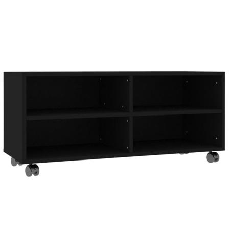 Vidaxl Tv-bänk Med Hjul Svart 90x35x35 Cm Konstruerat Trä Svart
