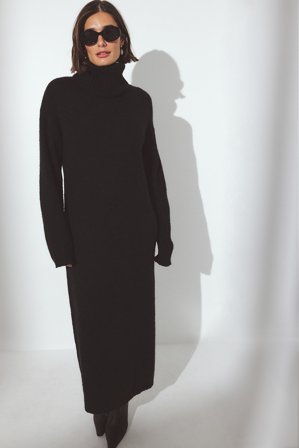 NA-KD Midikleid aus Wollmischung - Basic Kleider - Schwarz - L (EU 42-44)