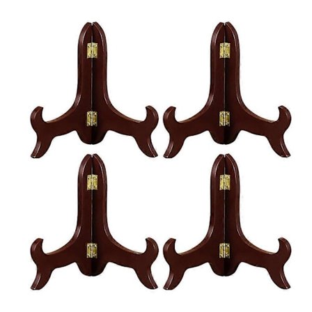 4 stk Fotoramme Stativ Tallerkenstativ Staffeli Dekorativ Tallerkenholder Tre Display Stativ Tallerkenstativ