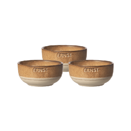 ERNST Skål stengods 3-pack Serveringstillbehör Brun d8 h4