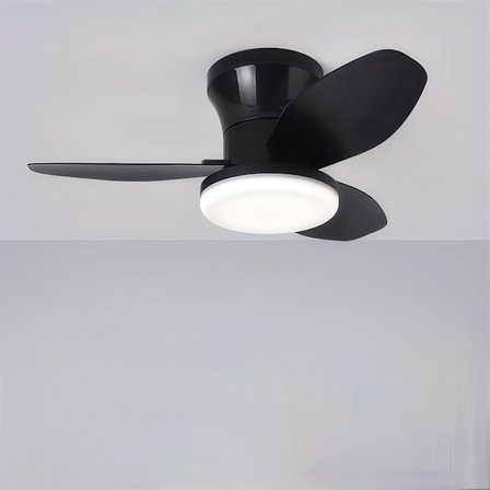 65-88 cm lydløs loftventilator med lys, lille loftventilator med fjernbetjening, 3 LED-lystilstande, 6 hastigheder