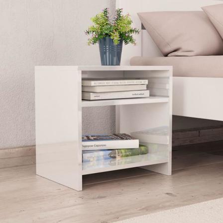 Vidaxl Sängbord 2 St Vit Högglans 40x30x40 Cm Konstruerat Trä Vit