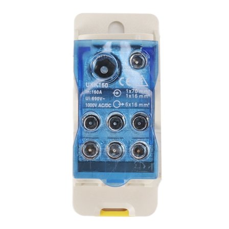 DIN-skena Strömfördelningsdosa Elektrisk Kopplingsplint Fördelningsplint AC DC 1000V 160A