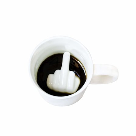 Keramisk te/kaffemugg med 3D-inredning 9 x 8,5 x 9 cm Rolig mugg (LÅNGFINGER) 300 ml