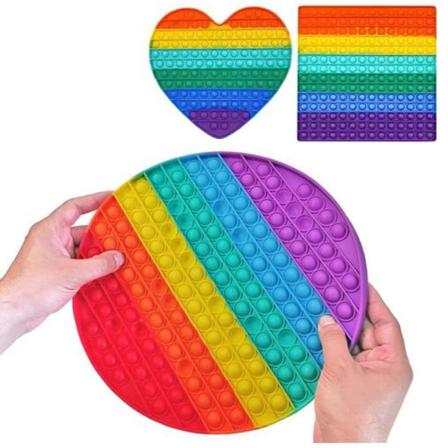 3-pack Stor Pop It Fidget Toy Original - Regnbåge - Ce Godkända Multifärg