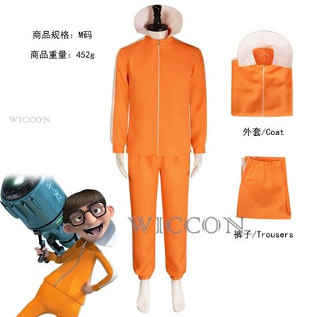 Movie Vector Cosplay Kostym Orange Jacka Byxor Glasögon Kostymset Svamp Peruk Halloween Maskeradkläder Set Festset L-WELLNGS L L-XF26- L