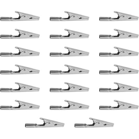 Krokodilleklemmer, elektriske testkabelklemmer i metall, krokodilleklemmer med tenner for laboratorieelektrisk