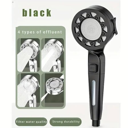 Trykforøgende brusehoved – Håndbruser med 4 trykindstillinger