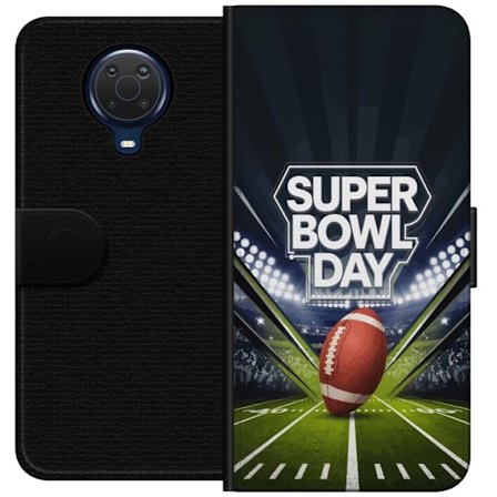 Kompatibelt Lommeboketui til Nokia G20 Super Bowl Day plakat med amerikansk fotball på opplyst arena i dramatisk sportsdesign